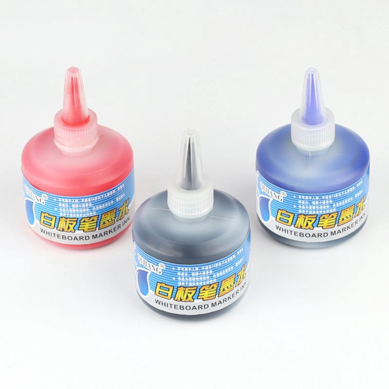 Lọ mực 50ml màu đen/đỏ cho bút viết bảng trắng dùng cho văn phòng/trường học