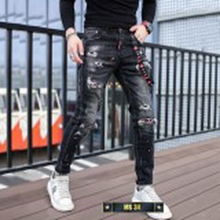 Quần jean nam co giãn, quần bò nam rách nhiều màu thời trang Bi shop ms34