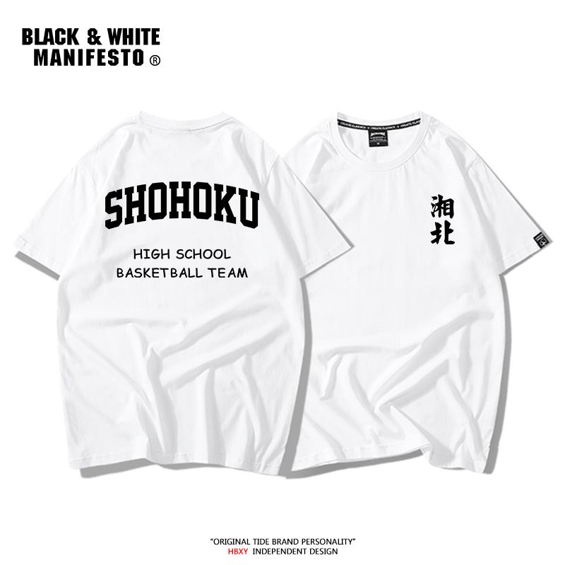 Xiangbei Áo Thun cotton Tay Lỡ In Hình anime slam dunk Nhật Bản Thời Trang Mùa Hè