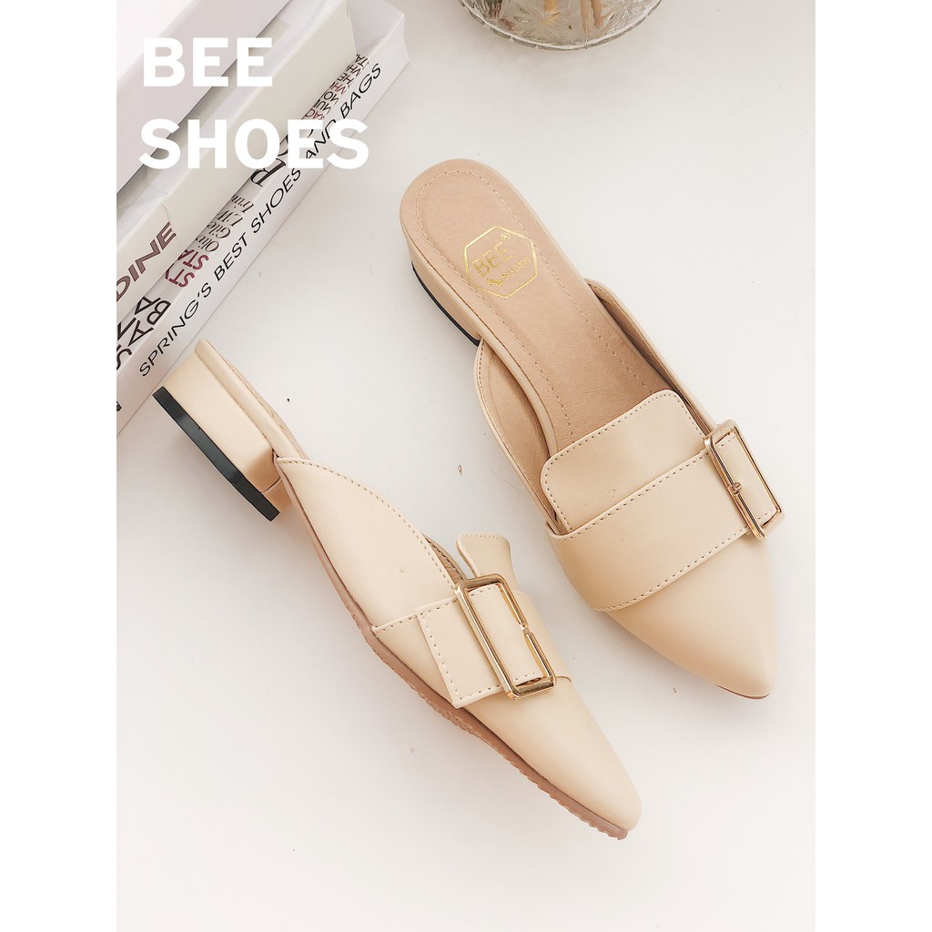 BEESHOES - GIÀY SỤC NỮ MŨI NHỌN CHẤT DA MỀM - SỤC NỮ ĐẾ MỀM CAO 2 PHÂN ĐI SIÊU ÊM CHÂN SẴN MÀU ĐEN-BE-TRẮNG 201053