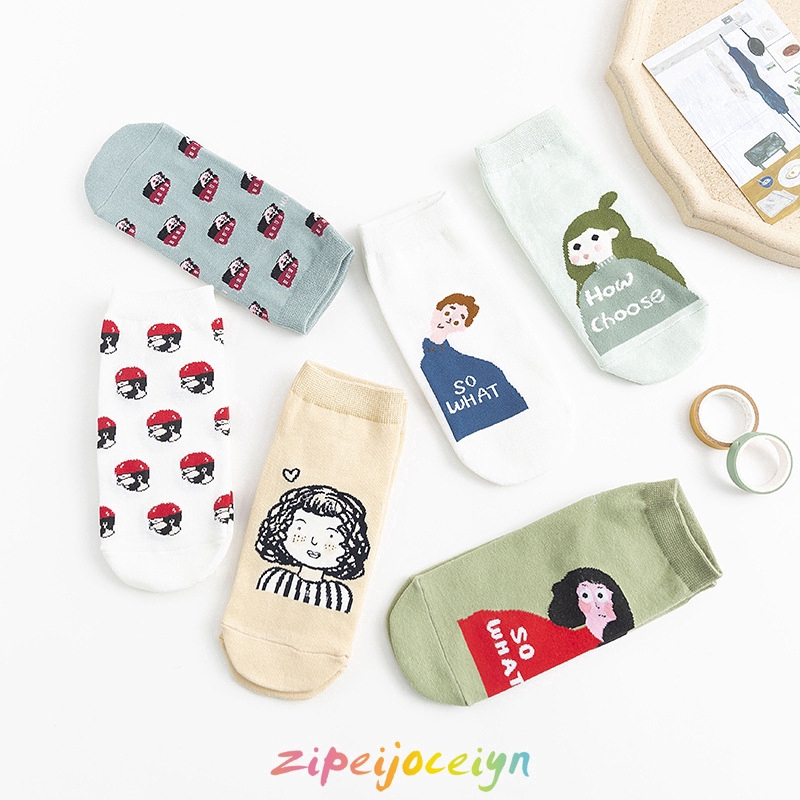 Vớ nữ cổ ngắn in hình hoạt hình dễ thương