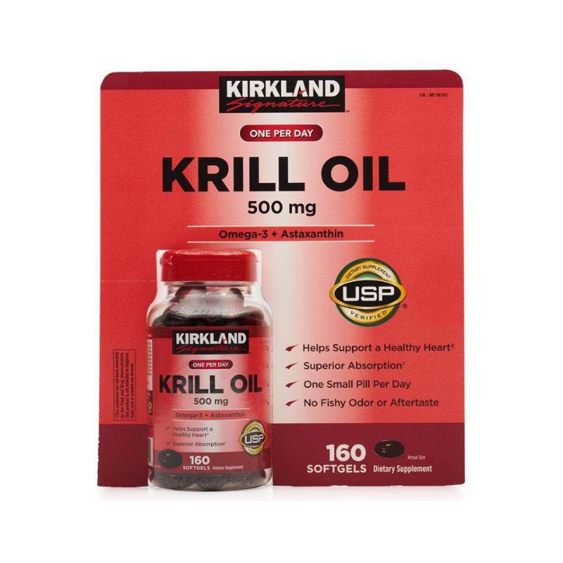 Dầu nhuyễn thể Kirkland Krill Oil 500mg 160 viên của Mỹ
