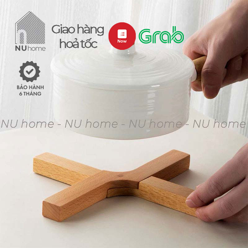nuhome.vn | Đế lót nồi chữ X thiết kế đơn giản, phong cách mộc mạc với chất liệu bằng gỗ tự nhiên chiụ được nhiệt độ cao