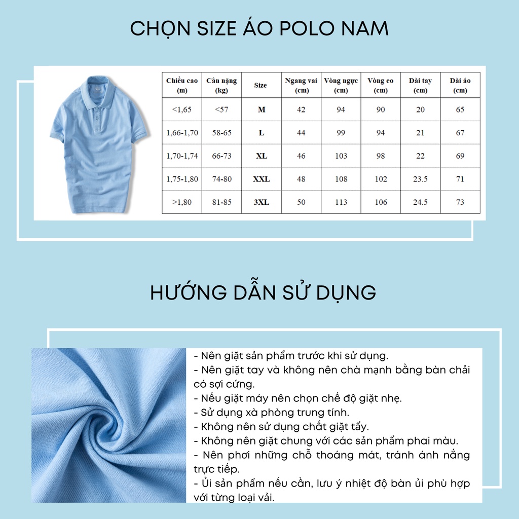 Áo polo nam ADINO màu xanh nhạt phối viền chìm vải cotton co giãn dáng công sở slimfit trẻ trung AP82
