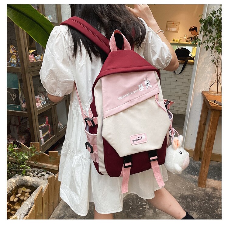 Ba lô Chuwanglin chất nylon phong cách kawaii trẻ trung cho nữ