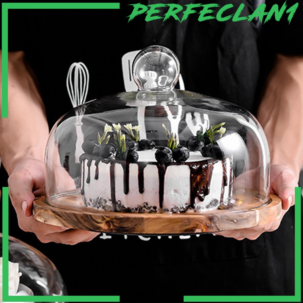 Đĩa Đựng Bánh Hình Tròn Bằng Gỗ Acacia Trong Suốt Có Tay Cầm