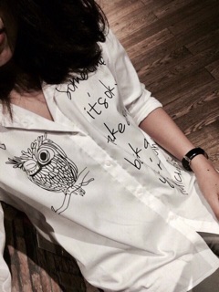 Áo Sơ mi oversize in họa tiết con cú