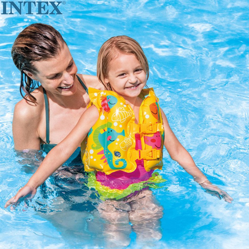 INTEX 59661 Áo phao bơi cho trẻ em từ 1-3 tuổi hoạ tiết sinh vật biển, phụ kiện đồ bơi cho bé