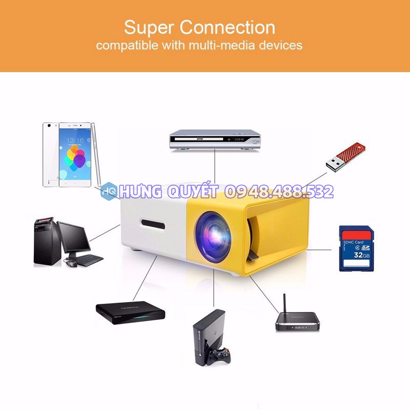 Máy chiếu mini LCD LED Projector 1080P - Máy chiếu giải trí gia đình YG300