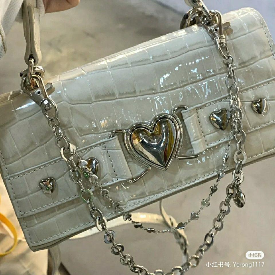 Túi Đeo Chéo Một Bên Vai Hình Vuông Nhỏ Hình Trái Tim Ánh Trăng Phong Cách Ngọt Ngào Cá Tính Cho Nữ