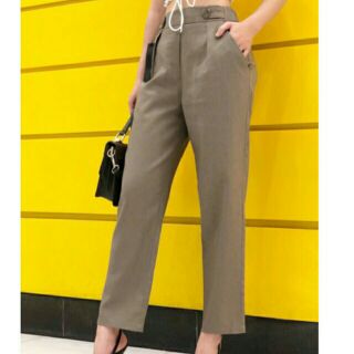 Quần Tây baggy lưng chun cạp phối khuy chất liệu linen kiểu Japan