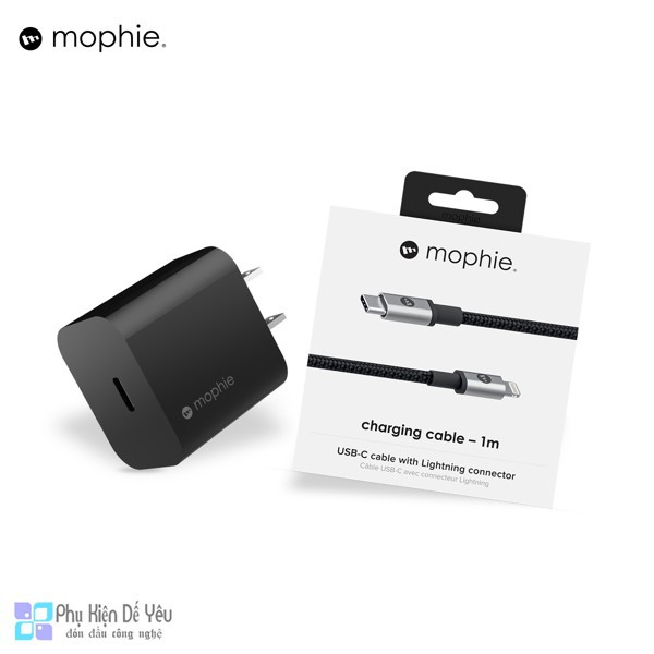 [Mã 151ELSALE hoàn 7% đơn 300K] Combo sạc nhanh USB-C PD 18W và cáp USB-C to Lightning Mophie