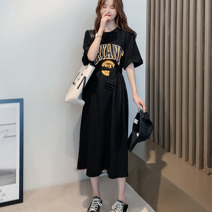 Korean fashion innovation Short-sleeved dress Elegant temperament