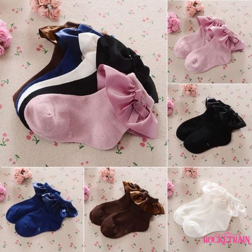 Vớ công chúa màu trơn viền bèo xếp nếp xinh xắn cho bé gái