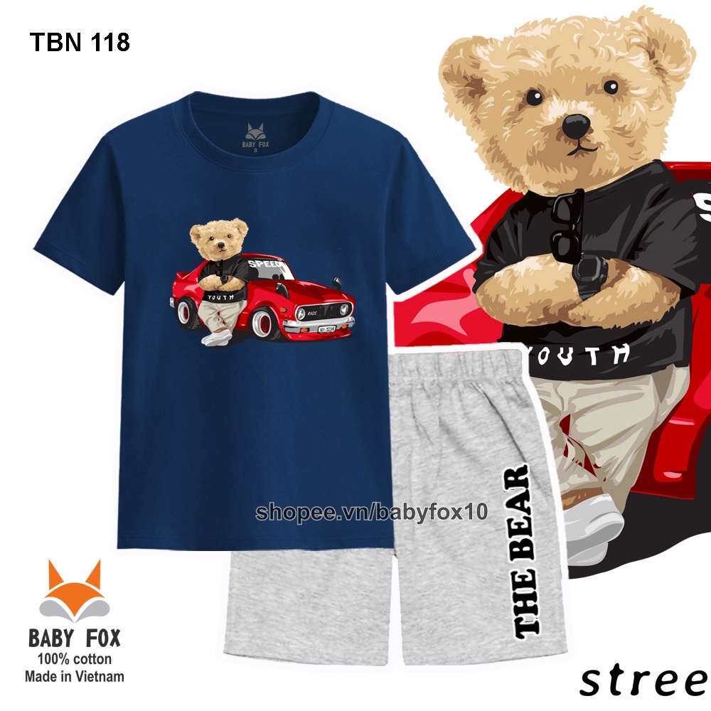 Bộ thun bé trai size nhí, trung, đại 100% cotton cao cấp, thương hiệu BABY FOX f