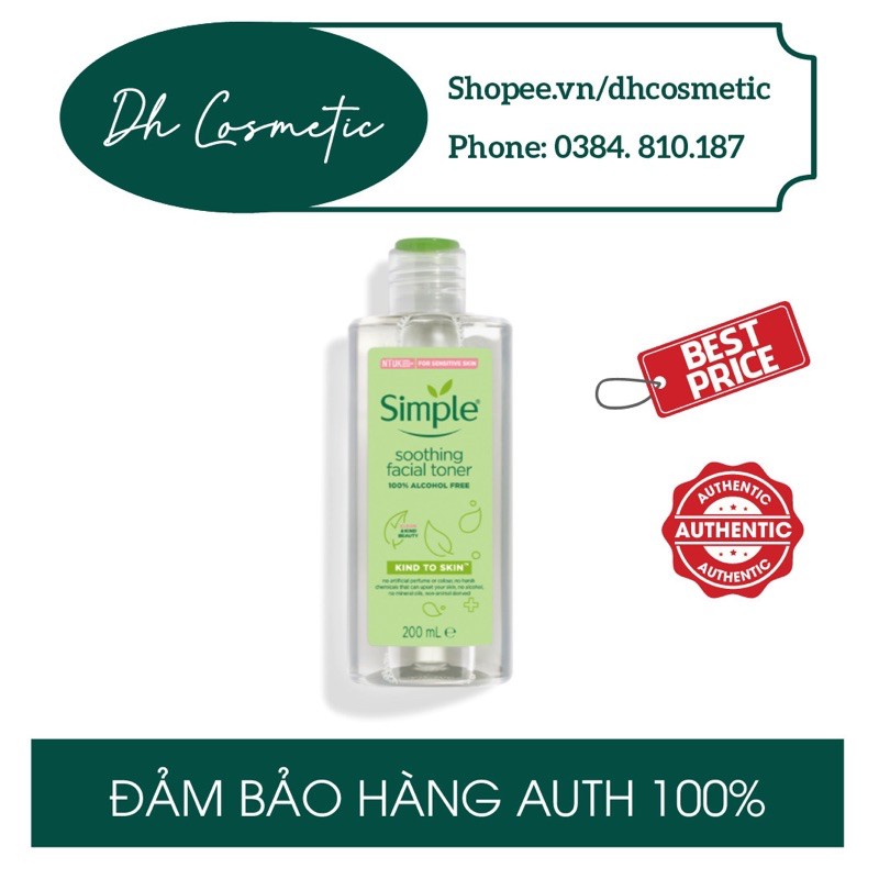 Nước Hoa Hồng Simple Kind-To-Skin Soothing Facial Toner 200ML