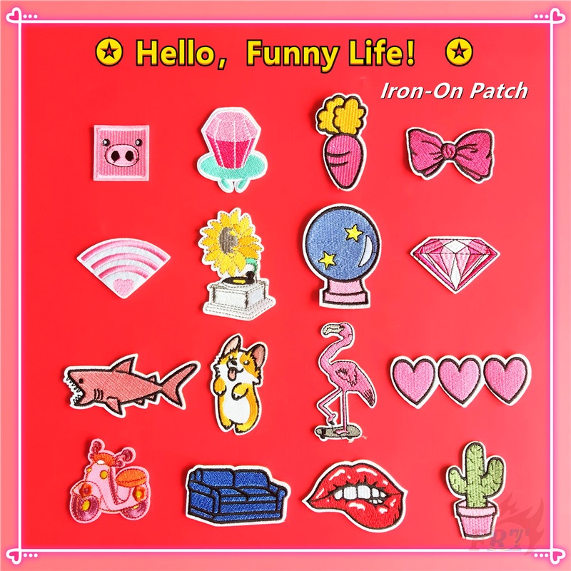 Hello,Funny Life Sticker Ủi Dán Quần Áo 02 - Ins 1 Cái Diy Hình Hoa Hướng Dương / Hồng Hạc / Chóp