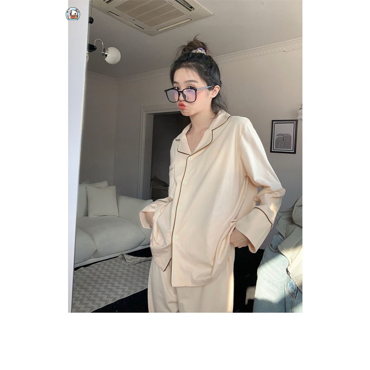 Bộ Đồ Ngủ Tay Dài In Hình Gấu Trúc Hoạt Hình Dễ Thương Thời Trang Xuân Thu Cho Nữ