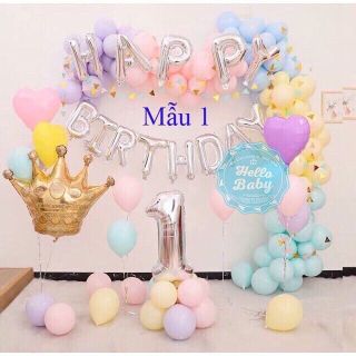 Set bóng pastel trang trí sinh nhật tặng kèm bơm keo