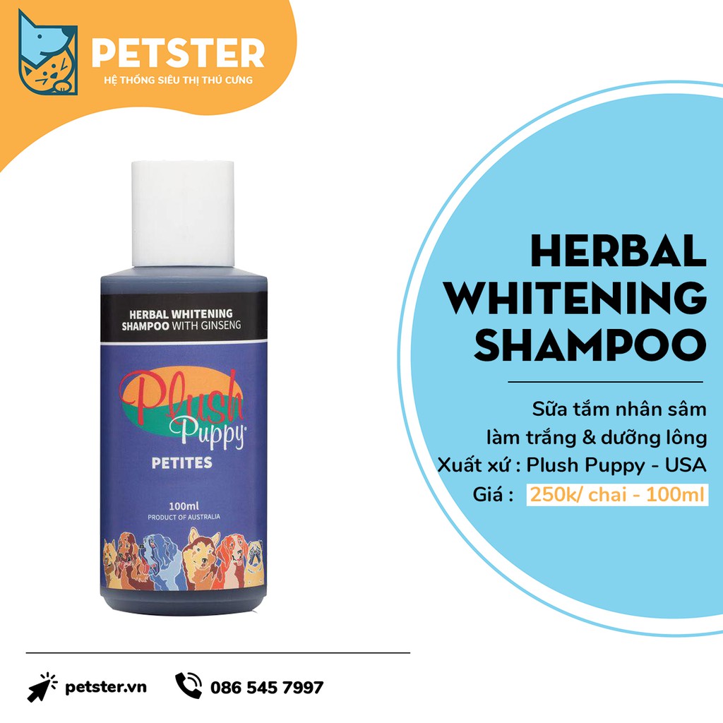 Sữa tắm nhân sâm cho chó ⚡PHỤC HỒI MÀU LÔNG GỐC⚡ Plush puppy herbal whitening shampoo làm trắng và dưỡng lông bóng mượt