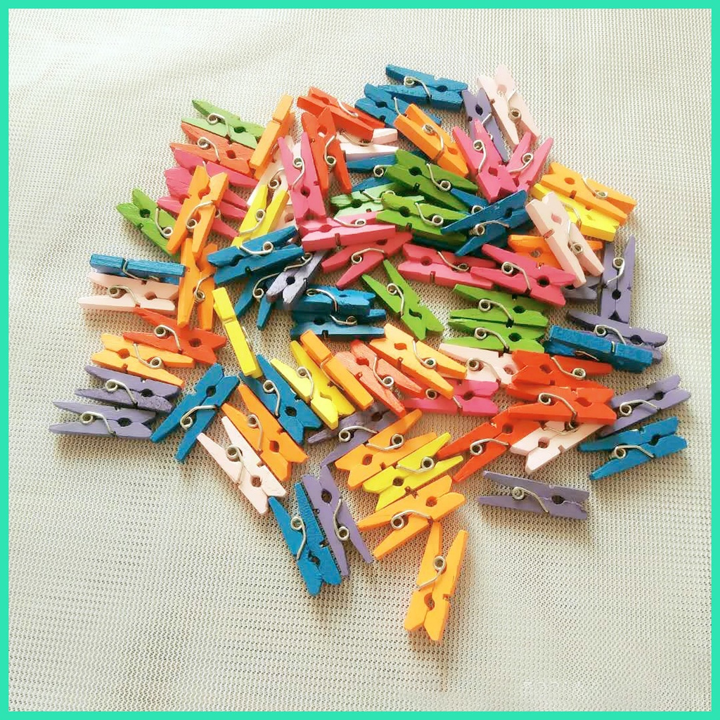 Kẹp gỗ trang trí treo ảnh nhỏ gọn - kẹp trang trí nhiều màu kẹp ảnh decor phòng khách sinh nhật đẹp
