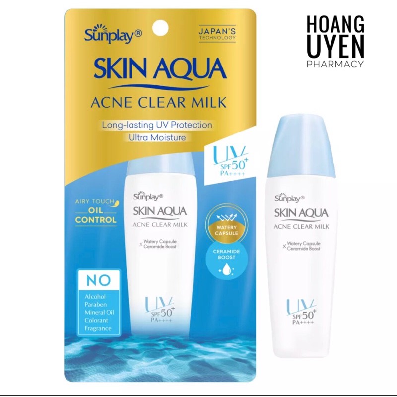 Chống nắng cho da mụn Sunplay Skin Aqua Acne Clear Milk