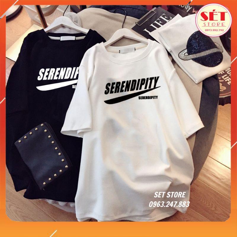 Áo thun form rộng tay lỡ unisex chữ SERENDIPITY - VÀNG,TÍM,TRẮNG,ĐEN - Setstore