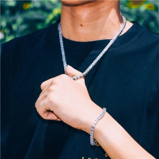 Vòng cổ tennis bạc phong cách hiphop