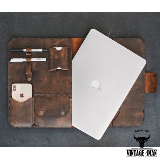 Túi da đựng laptop, máy tính bảng, tệp A4 / Da thật M13