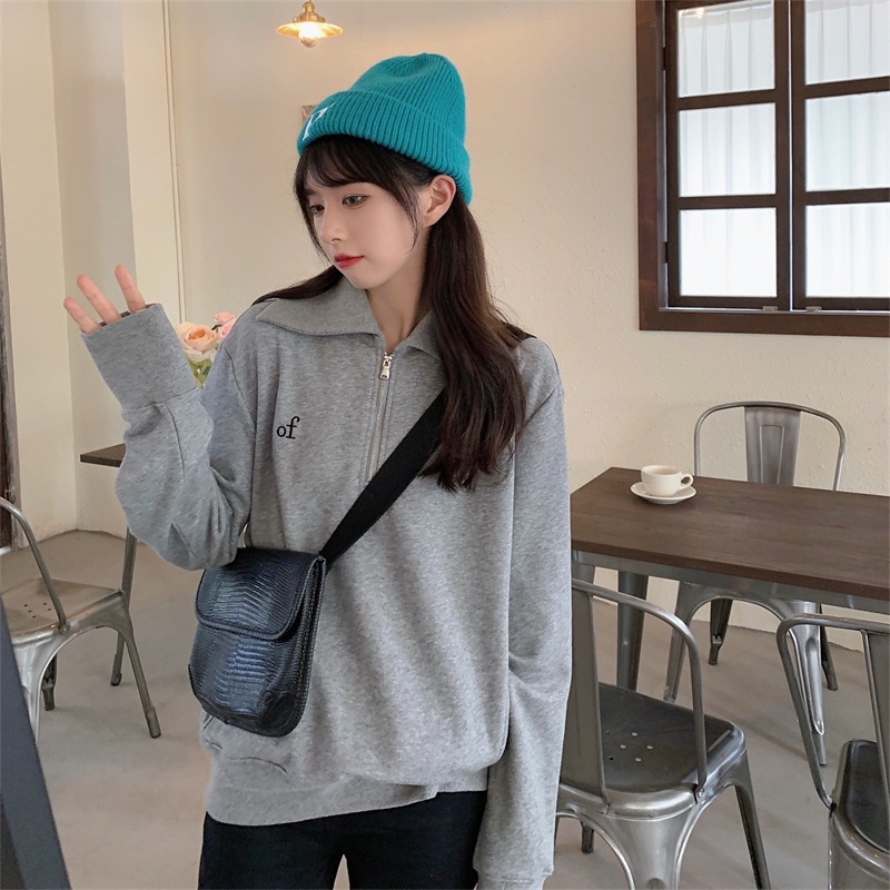 【ZHELIHANGFEI】Áo Thun POLO Tay Dài Có Cổ Họa Tiết Thêu Theo Phong Cách Preppy