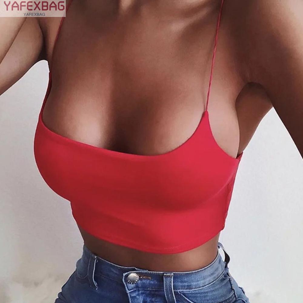 Crop Tops Womens Vest Comfortable Plus Size Solid Color Spaghetti Strap