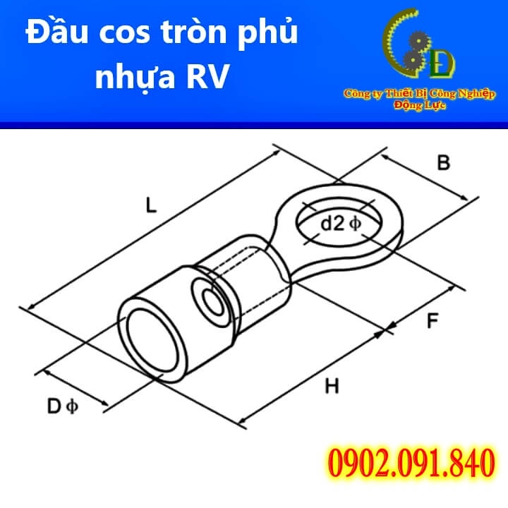 [100cái] Đầu cos dây điện tròn bọc nhựa RV 1.25-3-5, đầu cốt bấm dây điện 0.5mm 1.5mm, cosse (cót) đồng đấu nối điện