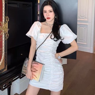 [Hàng oder] (sẵn size S) Váy trắng nhún thân ullzzang
