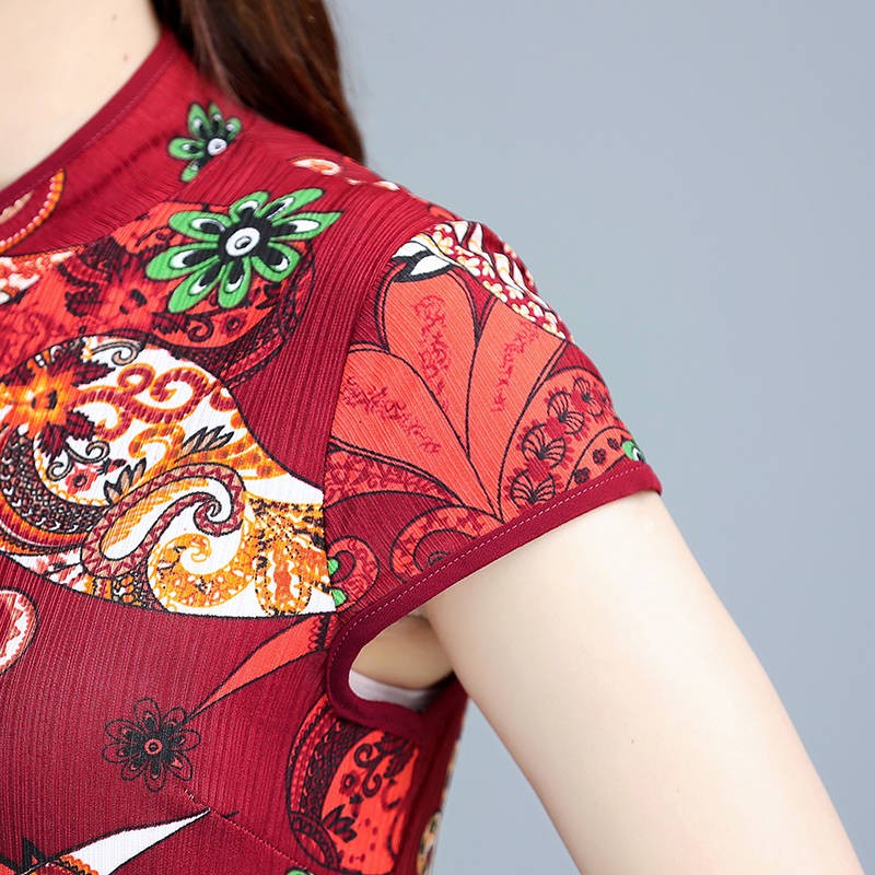 Đầm Sườn Xám Cách Tân Ngắn Tay Phong Cách Retro Cho Phụ Nữ Trung Niên | BigBuy360 - bigbuy360.vn