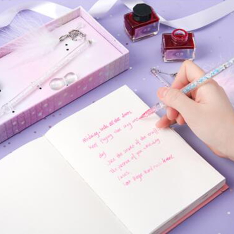 Bút Thạch Anh Pha Lê seng Có Mặt Dây Chuyền Lông Vũ 30ml Làm Quà Tặng Sinh Nhật