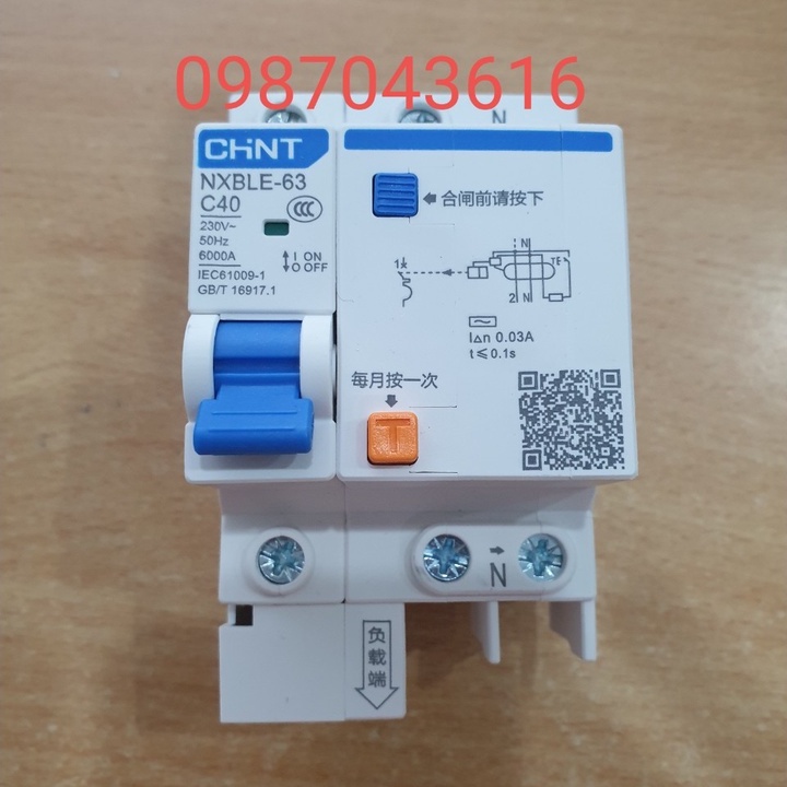 Áp tô mát chống giật chint NXBLE 1P, 2P 25A , 32A, 40A, 63A