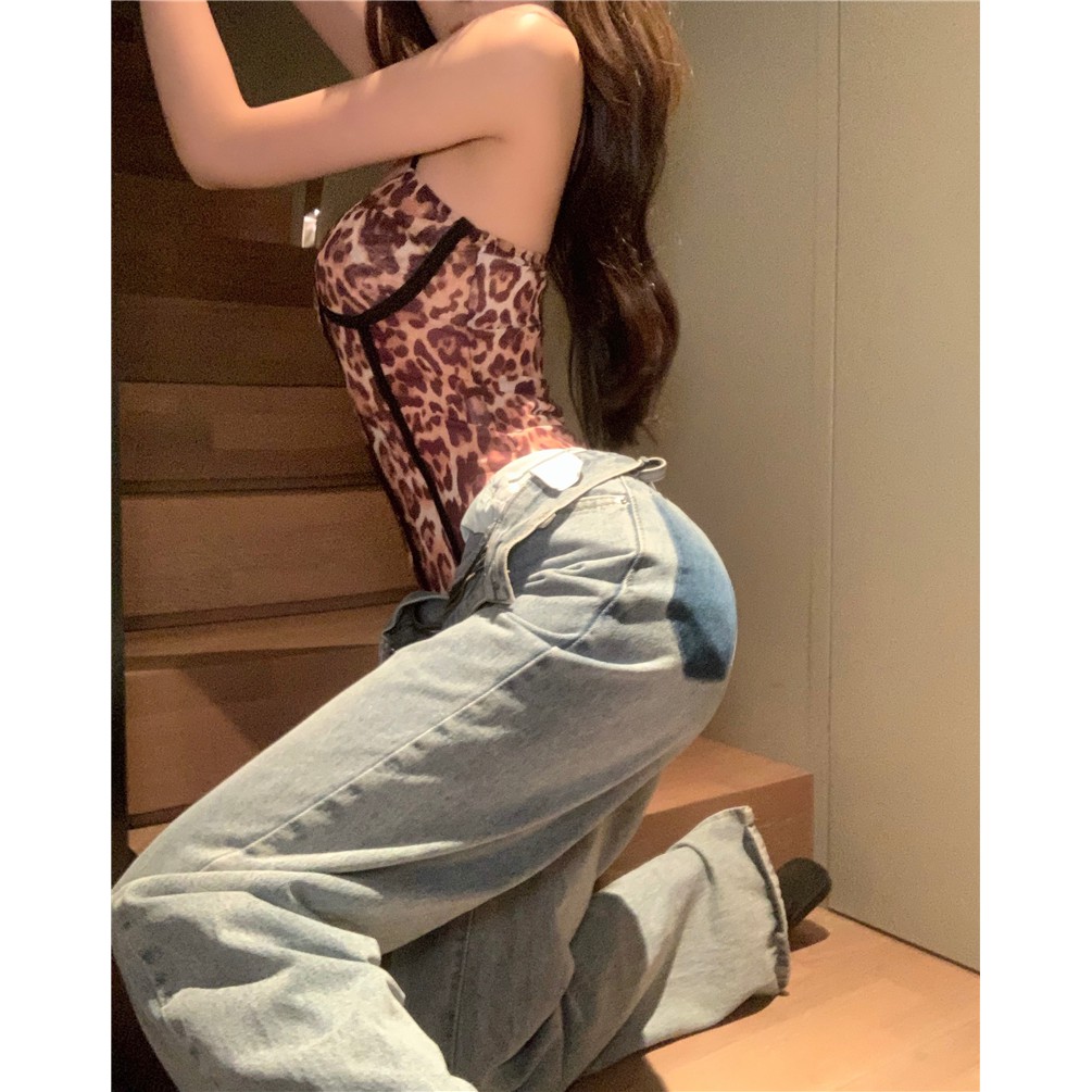 Jumpsuit Hai Dây Họa Tiết Da Báo Thời Trang Hàn Quốc Gợi Cảm Cho Nữ | BigBuy360 - bigbuy360.vn