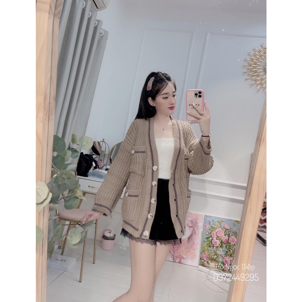 ÁO LEN CADIGAN GC VIỀN KẺ QC