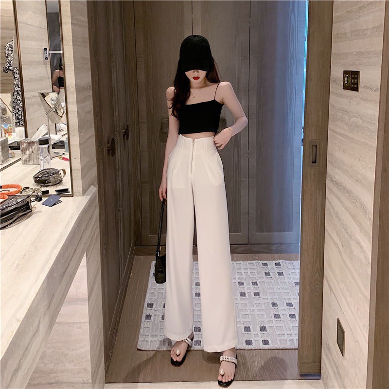 Quần dáng suông khóa đồng eo cao tôn dáng