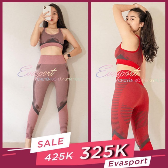 Set Đồ Tâp Gym Nữ Dệt Kim Tập Gym Yoga Aerobic Zumba Và Các Môn Thể Thao Evasport