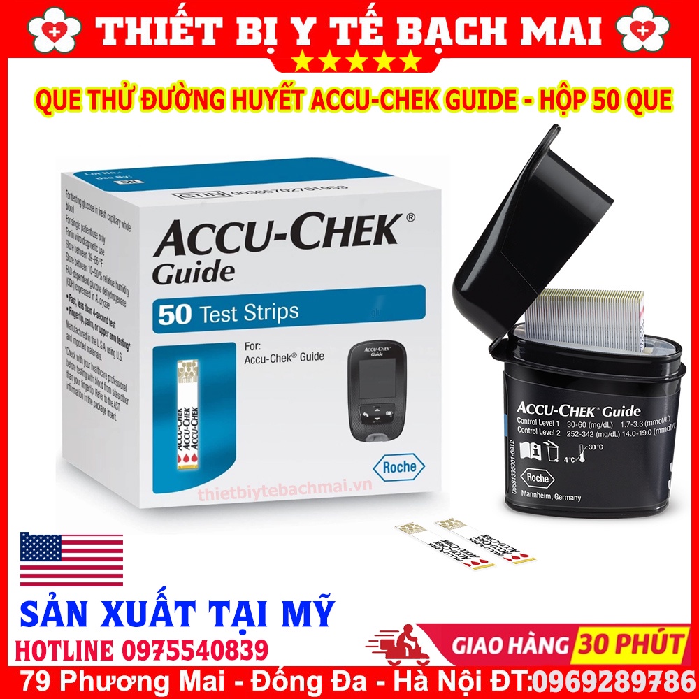 Que Thử Đường Huyết AccuChek GUIDE - Hộp 50 Que