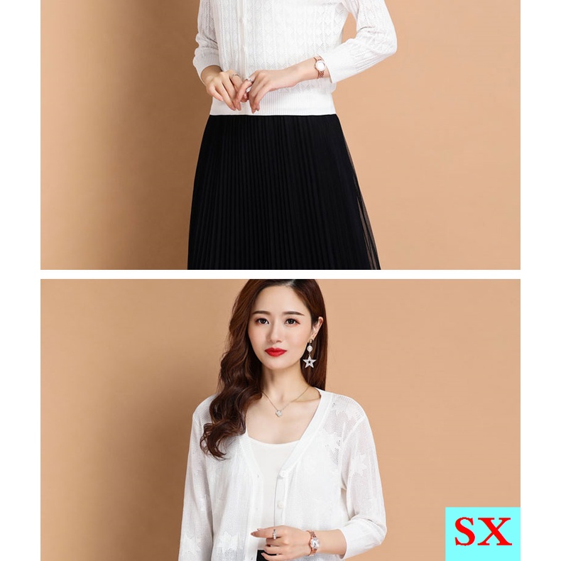 Áo Cardigan Dệt Kim Vải Lụa Mát Mỏng Thời Trang Mùa Hè Dành Cho Nữ