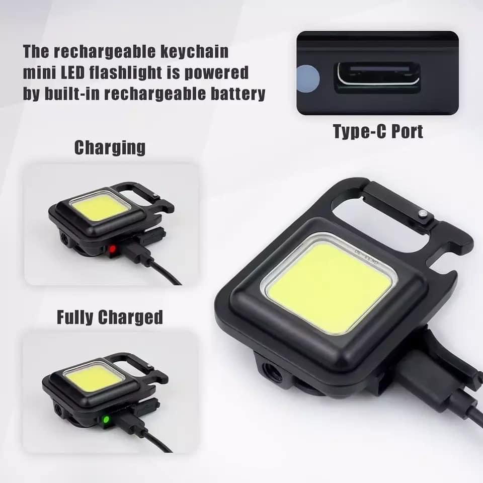 Đèn Pin Móc Khóa Có Đèn Led 3 Chế Độ Ánh Sáng Thiết Kế Di Động Tiện Dụng