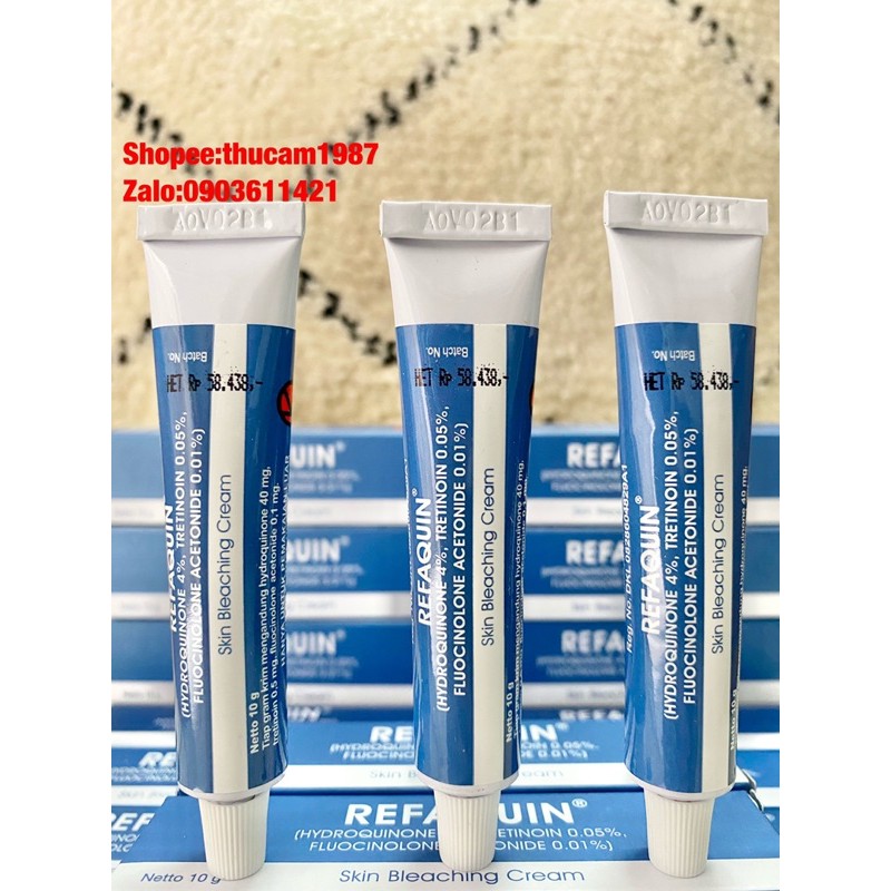 kem Refaquin Hydroquinone 4% Tretinoin 0,05 % trắng da loại bỏ mụn ,nám, đốm đen ,tàn nhang .