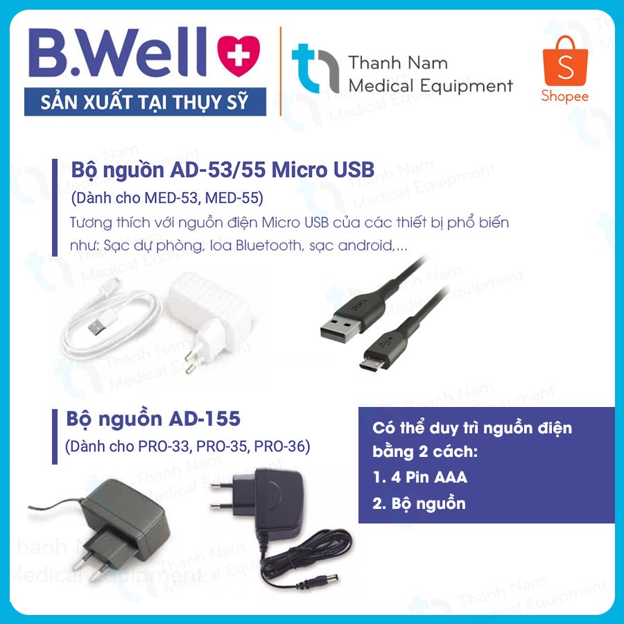 [Sản Xuất tại Thuỵ Sĩ] Máy đo huyết áp bắp tay Bwell Med-53  Bảo Hành 5 Năm