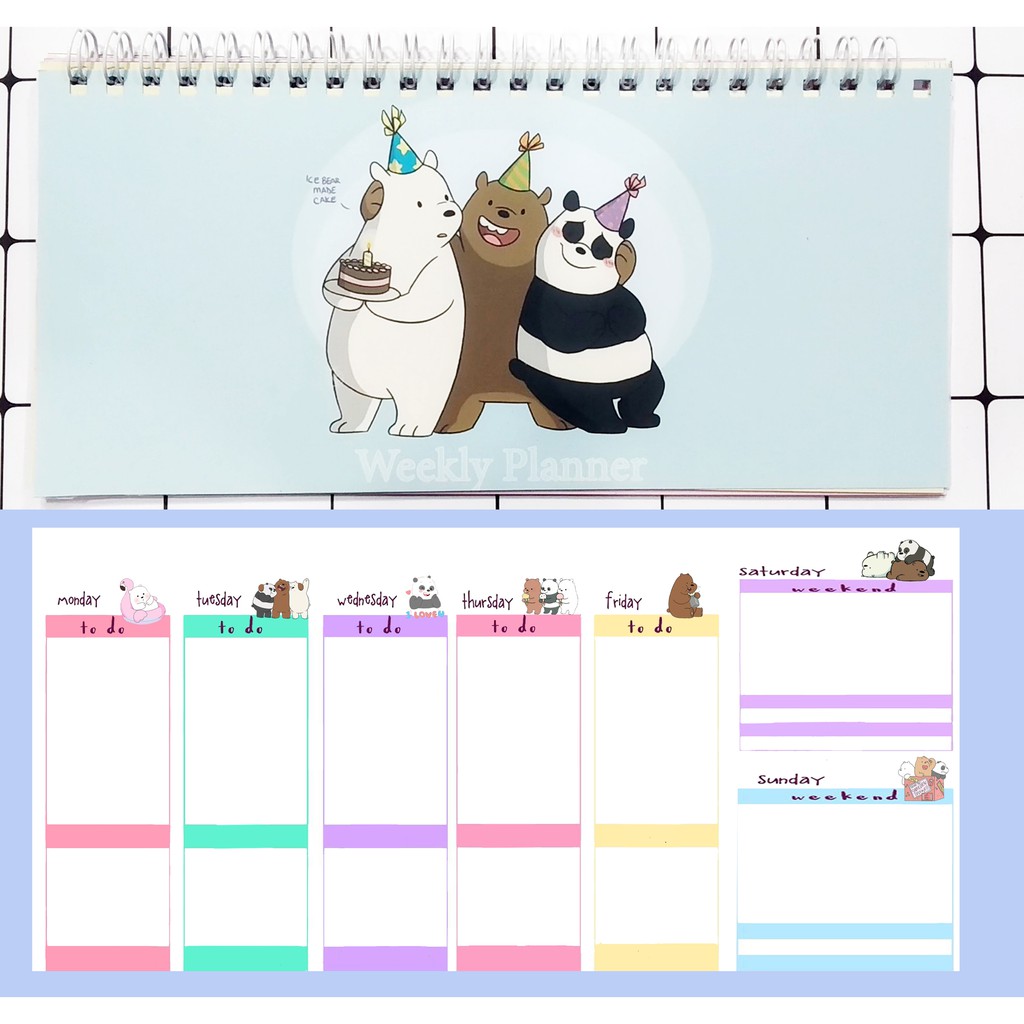 Sổ kế hoạch tuần Ba anh em gấu hoạt hình WPI5 Weekly Planner 52 trang