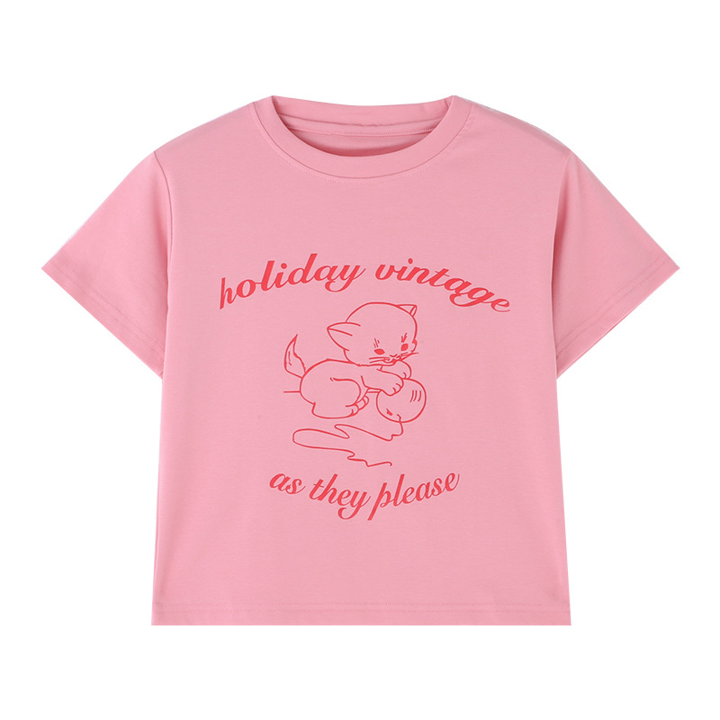 Áo Croptop Tay Ngắn Hoạ Tiết In Phong Cách Hàn Quốc