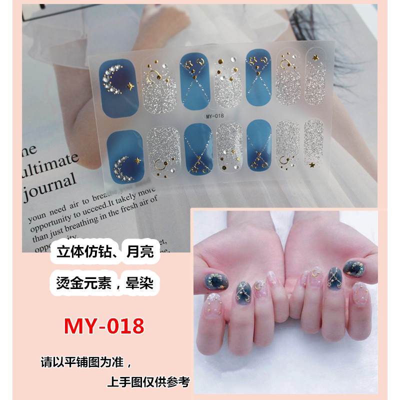 [Hàng mới về] Nhãn dán trang trí móng tay MY012-031 đính đá/ngọc trai giả 3d màu gradient quyến rũ sành điệu