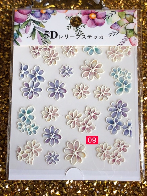 Sticker hoa nổi 5d trang trí móng tay