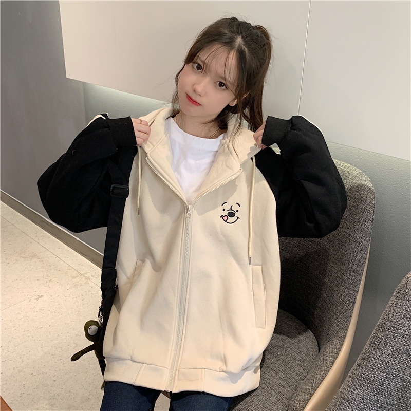 Áo Khoác Hoodie Dày Dáng Rộng In Hoạt Hình Kiểu Hàn Quốc Thời Trang Cho Nữ | BigBuy360 - bigbuy360.vn